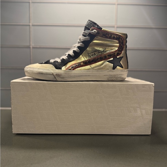 Golden Goose Gold and Black High-Tops - Picture 1 of 7